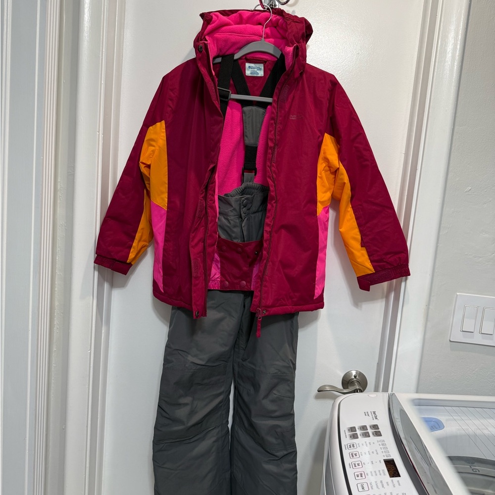 Kids' Winter Jacket and Snow Pants Set - Red, Pink, Orange, Gray